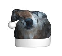 Kfjghhl Sombreros de Navidad de lobo con ojos azules para adultos, festivos, Navidad, fieltro, diadema de Papá Noel, accesorio de regalo