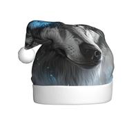 Kfjghhl Sombreros de Navidad de lobo con ojos azules para adultos, festivos, Navidad, fieltro, diadema de Papá Noel, accesorio de regalo