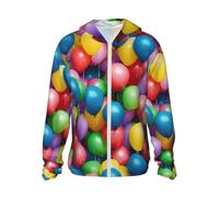 Kfjghhl Sudadera con capucha de manga larga para adultos, con diseño de globos coloridos, azul cielo azul, protección solar UPF, Negro, XL-3XL