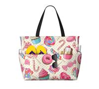 Kfjghhl Sweet Lollipop Cupcake Bolsa de viaje de gran capacidad para playa, bolsa de mano para mujer, bolsillos para laptop, bolsa de trabajo, gimnasio para adultos