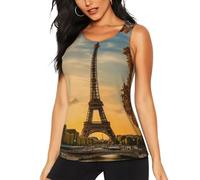 Kfjghhl Torre Eiffel París - Camiseta sin mangas de entrenamiento para mujer, para el día a día, con espalda cruzada, para entrenamiento activo, Negro, S