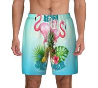 Kfjghhl Tropical Flamingo - Traje de baño corto elástico para hombre, forro de compresión, secado rápido, transpirable, traje de baño para playa, blanco, 3XL