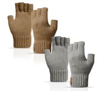 Kfnire Guantes Invierno Hombre 2 Pares de Guantes sin Dedos Hombre y Mujere Suaves y Cálidos Adecuados para Conducir Andar en Bicicleta Pescar y Correr (Café + Gris)