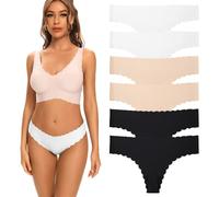 Kfnire Tangas Mujer, Pack de 6 Bragas de Mujer Thong Transpirable Sin Costura Bargas Tangas Señora Tangas Bragas para Mujer