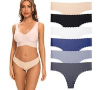 Kfnire Tangas Mujer, Pack de 6 Bragas de Mujer Thong Transpirable Sin Costura Bargas Tangas Señora Tangas Bragas para Mujer