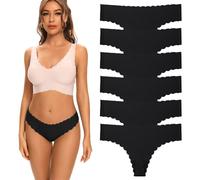 Kfnire Tangas Mujer, Pack de 6 Bragas de Mujer Thong Transpirable Sin Costura Bargas Tangas Señora Tangas Bragas para Mujer