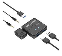 Kfwfuaee Adaptador de impresora manual USB 3.0 de 2 puertos, divisor de cámara web para teclado, impresora de teclado