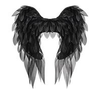Kfwfuaee Alas de demonio de organza ligera con cómodas cintas traseras para escenario que muestra trajes de hadas oscuras y accesorios para fotos, ropa de cosplay de teatro, Negro , Talla única