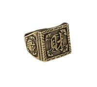 Kfwfuaee Anillos de latón hechos a mano con símbolo de fortuna, acabado de metal degado, joyas coleccionables, accesorios de moda para fiestas retro, para coleccionistas, como se describe