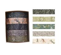 Kfwfuaee Cinta decorativa retro con estampado de bosques, plantas, Washis, cuenta de mano para diario, teléfono, álbumes de recortes, decorativo, retro, bosques, plantas, artistas