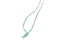 Kfwfuaee Collar de perlas inspirado antiguo con colgante de marisco de mariscos de longitud ajustable, regalo hecho a mano para su funda hecha a mano collar de perlas de pescado, Einheitsgröße, como