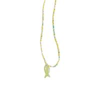 Kfwfuaee Collar de perlas inspirado antiguo con colgante de marisco de mariscos de longitud ajustable, regalo hecho a mano para su funda hecha a mano collar de perlas de pescado, Einheitsgröße, como