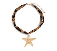 Kfwfuaee Collar de tela de algodón con patrón ajustable y patrón con hechizo de aleación para trajes casuales o zapatos de viaje y colgante de estrella de mar, talla única, como se describe, como se