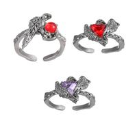 [Kfwfuaee] Decoración creativa de anillo de cuervo con diseño de espinas con gemas rojas para un estilo único y encanto apasionado
