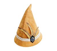 [Kfwfuaee] Elegante sombrero de mago decorado con plumas, diseño retro, cómodo sombrero de poliéster para adultos y gorro de Halloween con punta amarilla para adultos
