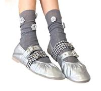 Kfwfuaee Las Mujeres Princesas Calcetines Casual Malla Desnuda Summers Tripulaciones Delgadas A través del Tobillo Regalos Sueltos Calcetines de la tripulación, gris, Talla única