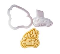 Kfwfuaee Moldes de galletas con temática de galletas de Navidad, moldes para hornear en relieve para cortador festivo