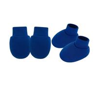 Kfwfuaee Recién Nacido Anti Scratch Manoplas Y Calcetines Conjunto De Color Sólido Algodón Bebé Mano Y Pie Protección Manga Para 0-6 Meses Cubierta De La Mano, azul real, talla única