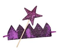 Kfwfuaee Regalo para baby showers para niñas, corona con purpurina con palo de hada de estrella, diadema para fiesta de cumpleaños, escenario, accesorios para fotos de recién nacidos