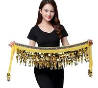 KFXYSM Danza del Vientre,Traje Danza Oriental Accesorios de bailarina, nuevo estilo, superventas, cadena for la cintura danza del vientre, pañuelo cadera, monedas, cinturón bailar(Yellow)