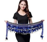 KFXYSM Danza del Vientre,Traje Danza Oriental Accesorios de bailarina, nuevo estilo, superventas, cadena for la cintura danza del vientre, pañuelo cadera, monedas, cinturón bailar(Sapphire)