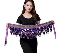 KFXYSM Danza del Vientre,Traje Danza Oriental Accesorios de bailarina, nuevo estilo, superventas, cadena for la cintura danza del vientre, pañuelo cadera, monedas, cinturón bailar(Purple)