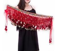 KFXYSM Danza del Vientre,Traje Danza Oriental Nuevo estilo, el más vendido, cadena for la cintura danza del vientre, pañuelo cadera, monedas, cinturón bailar, accesorios bailarinas(Red)