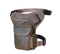 KFXYSM Pernera Moto, Riñonera Moto Bolso Bandolera Informal de Cuero a la Moda for Hombre, Bolso de Hombro con diseño de Viaje, riñonera, Bolsa cartuchera(Dark Brown)