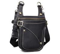 KFXYSM Pernera Moto, Riñonera Moto Riñonera con cinturón Yi for Mujer, Bolso de Pierna for Motociclismo de 7 Pulgadas, de Cuero Elegante, Unisex, con diseño de Ventilador de Viaje(Black)