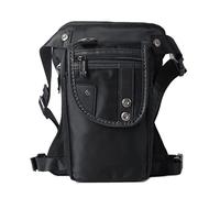 KFXYSM Pernera Moto, Riñonera Moto Riñonera de Nailon/Lona for Motociclista, riñonera for Muslo for Hombre/Bolso Cruzado Tipo Mensajero con Pierna abatible for cinturón(Black Silver Rivets)