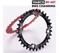 KFXYSM Plato Bicicleta,Monoplato MTB Plato de Bicicleta 104BCD, 30T-42T, Redondo, Ovalado, Aluminio, Estrecho y Ancho, Piezas for montaña(38T,Round Black)