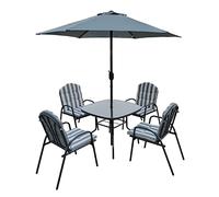 KG KITGARDEN Conjunto Balcón/Terraza, 1 mesa centro, 4 sillones y 1 parasol, Gris, Set Dakota