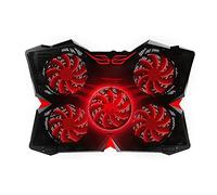KG7HQRP Almohadilla enfriadora para portátil con 5 ventiladores de refrigeración, luces LED, alimentado por USB, para portátiles de 12 a 17 pulgadas (color: rojo) (rojo)