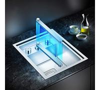KG7HQRP Cubierta para fregadero de cocina de acero inoxidable 304 de 4 mm de grosor, hecha a mano, cepillada, oculta, individual, tamaño pequeño, para fregadero de cocina (color: juego 3) (juego de 6)