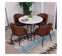 KG7HQRP Juego de mesa redonda pequeña y silla nórdico simple casual hogar mesa de comedor de madera 5 piezas conjunto oficina ocio sala de estar (color: azul) (marrón)