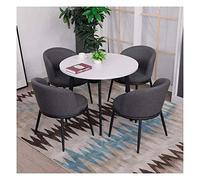 KG7HQRP Juego de mesa redonda pequeña y silla nórdico simple casual para el hogar, mesa de comedor de madera, juego de 5 piezas para oficina, área de ocio, sala de estar (color: azul) (gris oscuro)