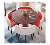 KG7HQRP Juego de mesa y silla de café para recepción de hotel, reuniones de negocios, sala de reuniones, casual y simple, 1 mesa y 4 sillas (color: negro) (naranja)