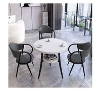 KG7HQRP Juego moderno de mesa y silla, diseño simple de doble capa, decoración de muebles de cocina, mesa de comedor redonda, oficina, recepción, negociación, estudio (silla gris + mesa blanca)