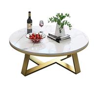 KG7HQRP Mesa redonda de mármol, mesa de centro de metal, mesa de almacenamiento de departamento pequeño para sala de estar, 70 x 70 x 40 cm (color: B) (B)