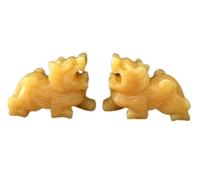 KGBHSCTTIE Yellow Jade Pi Yao/Pi Xiu Statue,A Pair Topaz Feng Shui Porsperity Sculpture,HandCarved Gemstone Figurines for Fortune Home Decoration,10cm