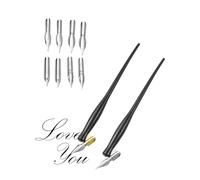 KGDUYC 1 juego de lápiz recto de doble propósito con 2 soportes de punta, 8 puntas, desmontable, soporte de la pluma de caligrafía, dibujo puntas, artista, caricaturista caligrafía Set