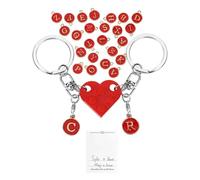 KGDUYC 1 par de llaveros en forma de corazón - personalizados con ladrillos, adornos de corazones a juego, para pareja, novio, novia (rojo)