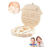 KGDUYC 1 Pieza Caja de Madera para Mordedores, Caja Premium para Mordedores,Caja para Mordedores de Bebé para Regalo de Cumpleaños o Bautizo, Incluye Pinzas y Cuento del Hada de los Dientes