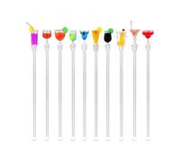 KGDUYC 10 Piezas Agitador de Bebidas Agitadores de Cóctel de Palitos de Cocktail de Acrílico Lindos Palos de Cóctel Mezcladores de Cóctel Coloridos para Cóctel Fruta Zumo Bebida Mezclador 23cm