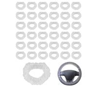KGDUYC 100pcs Fundas Plastico Reutilizables para Volante de Coche Cubierta Desechable Volante Coche Plástico Protector Volante Reutilizar Universal para Automóvil, Blanco Transparente