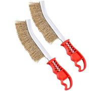 KGDUYC 2 piezas cepillos de latón, cepillos de alambre hechos a mano, cepillos de alambre con mangos curvos de latón, cepillos de alambre pequeños para limpiar óxido, pintura y escoria de soldadura