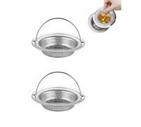 KGDUYC 2 Piezas Colador Fregadero, Filtro de Drenaje de Fregadero, Tamiz del Fregadero de Cocina del Acero Inoxidable con Asa para Evitar Obstrucciones, 11 x 8 x 2 cm