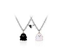 KGDUYC 2 Piezas Magnético Collar De La Amistad - Fantasma Cadena Plata Mujer, Corazón Partido, Mejores Amigas Para 2 Niña Bff Regalos Personalizados Accesorios De Amistad