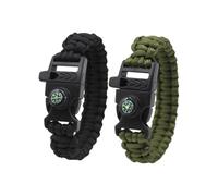 KGDUYC 2 piezas pulsera trenzada de cuerda de paracaídas, pulsera de supervivencia al aire libre, pulsera multifunción de cuerda de paracaídas,silbato, brújula, actividades al aire libre