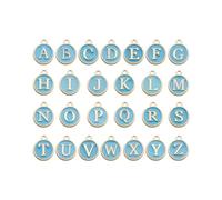 KGDUYC 26 piezas Abalorios de Letras ABC Mini Alfabeto A-Z Aleación de Zinc Pulsera Collar Colgantes para Fabricación de Joyas DIY,colgante de letra esmaltada,dijes de letras,letter charms (Azul)